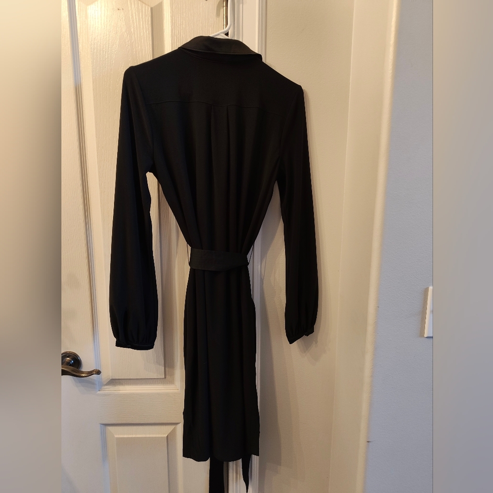White House Black Market Jersey Matte Black Midi Dress NWT Size M - Picture 4 of 6